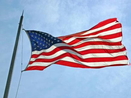 American flag in the wind. 