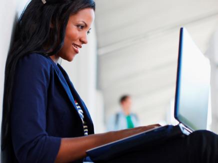 young woman on a laptop