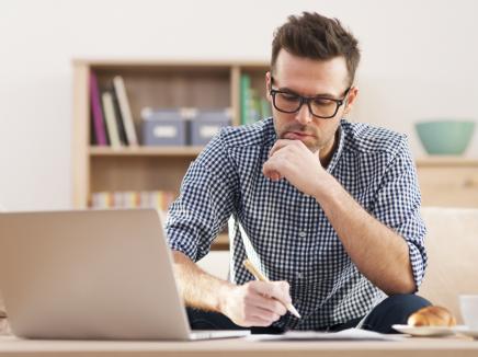 man focusing at work