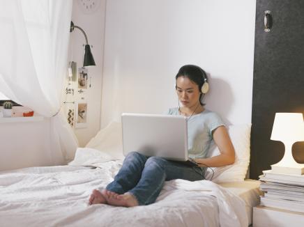 young girl does homework