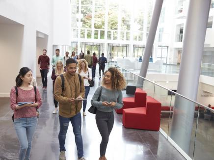 A group of students walking together.