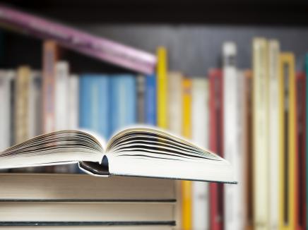 Books on a shelf.