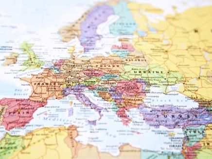 A photo of a map of Europe.