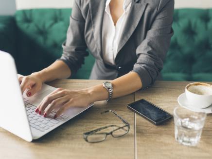 A business woman on her laptop.